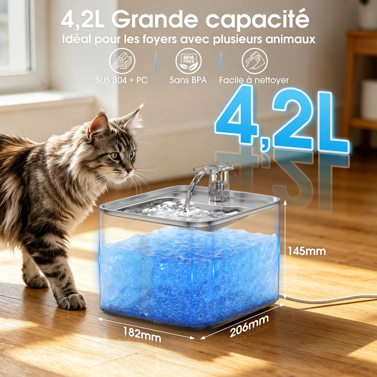 Fontaine à eau en inox 4,2 L