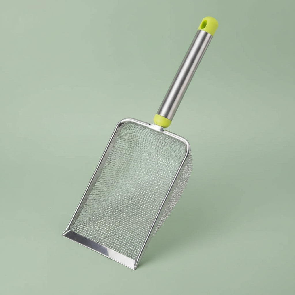 Pelle à litière pour chat en inox à long manche