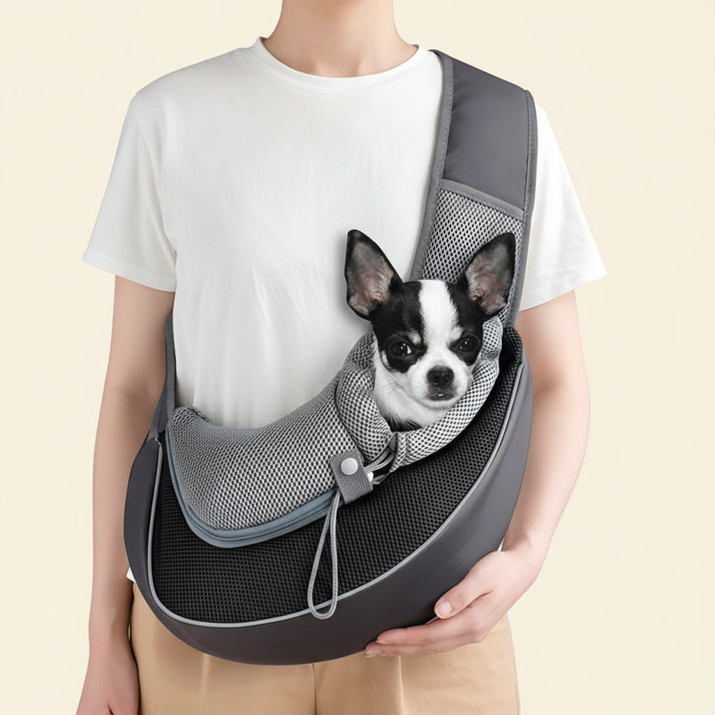 Sac à bandoulière avec filet respirant pour chat et petit chien