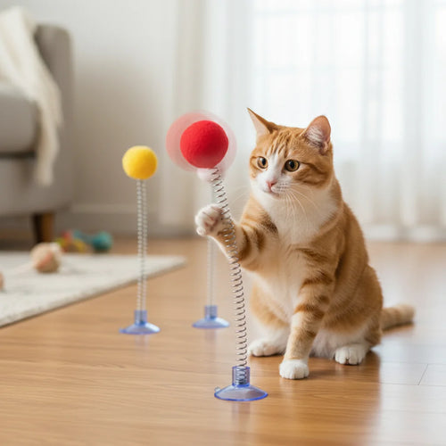 Balle ressort élastique pour chat