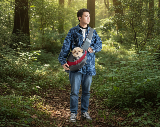 Sac à bandoulière avec filet respirant pour chat et petit chien