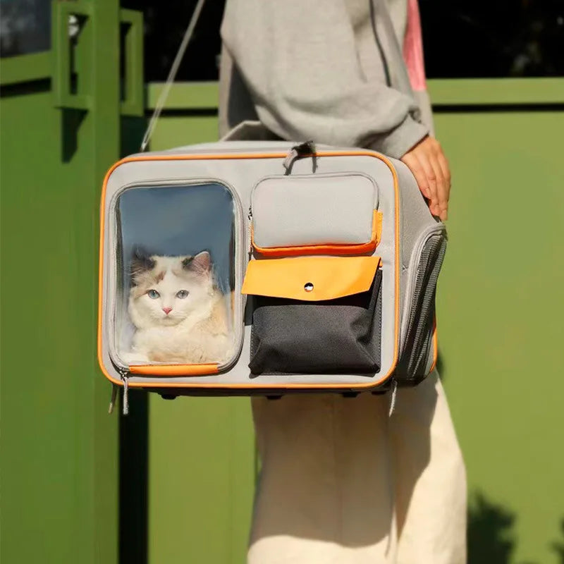 Trolley de transport à roulettes pour chien et chat