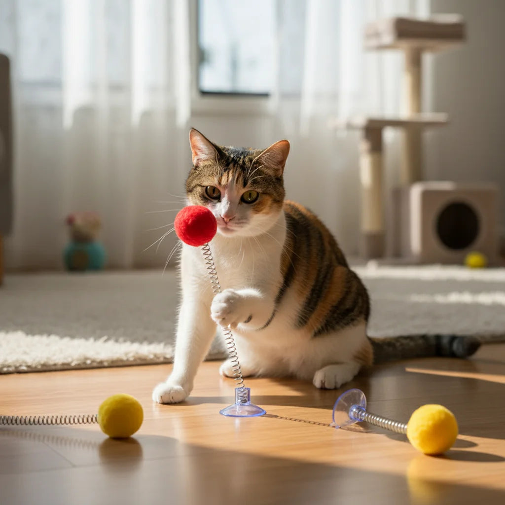 Balle ressort élastique pour chat