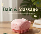 Brosse de bain et massage pour chien et chat avec distributeur de shampoing