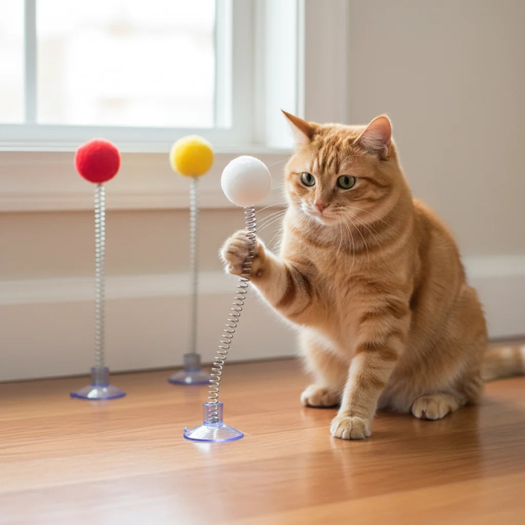 Balle ressort élastique pour chat