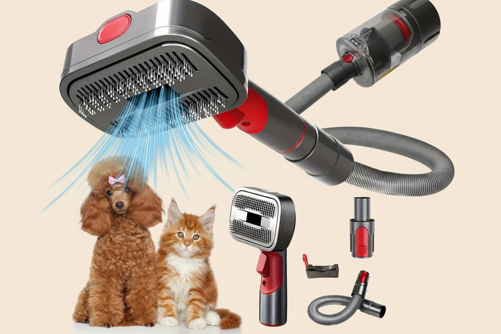 Dents arrondies de la brosse de toilettage aspirante