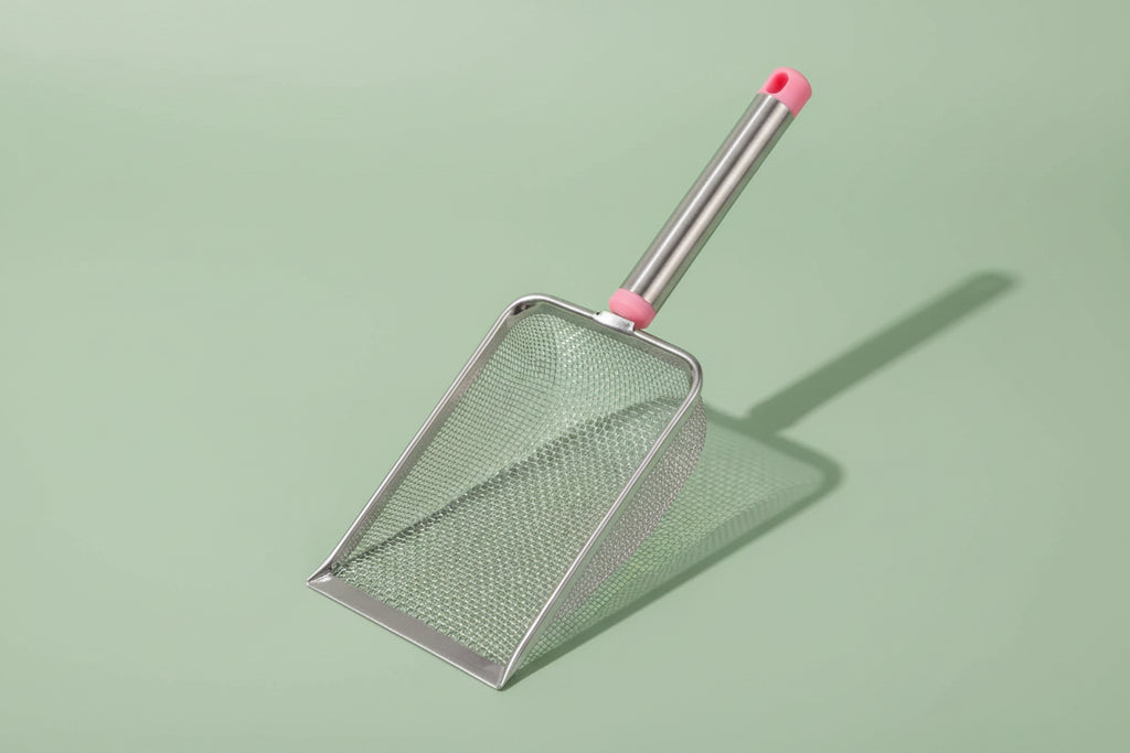 Pelle à litière pour chat en inox à long manche