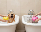 Brosse de bain et massage pour chien et chat avec distributeur de shampoing