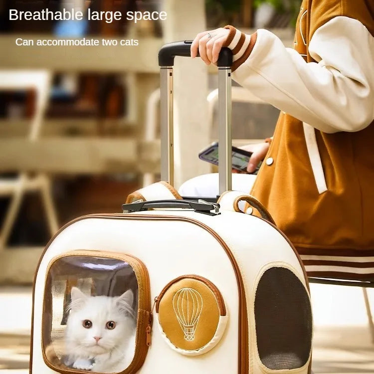 Trolley de transport à roulettes pour chien et chat