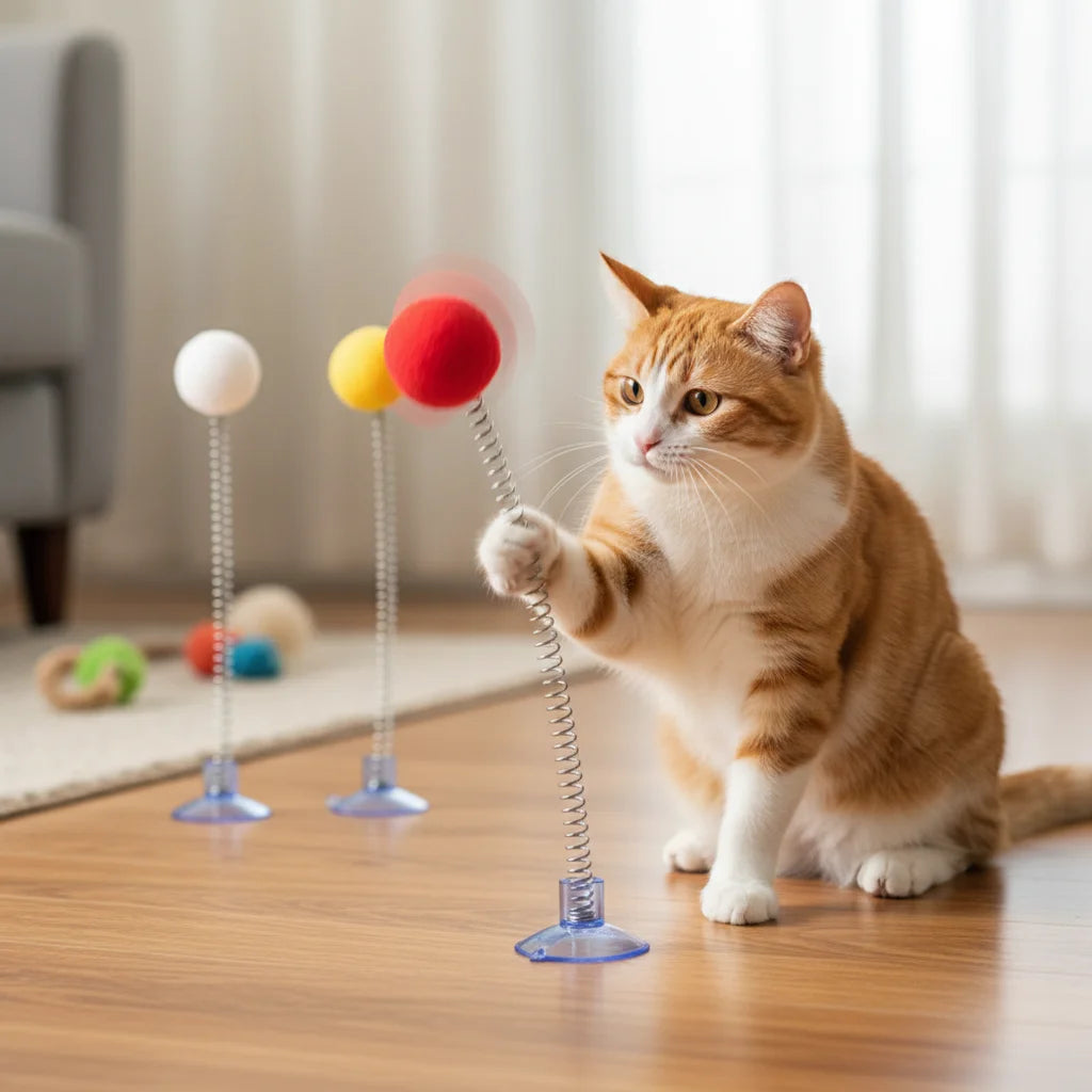 Balle ressort élastique pour chat