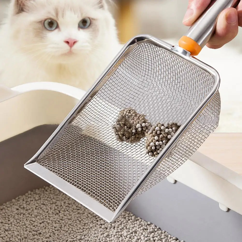 Pelle à litière en inox à long manche pour chat
