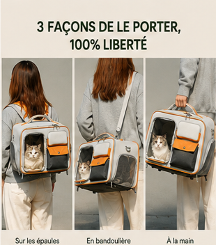 Trolley de transport à roulettes pour chien et chat