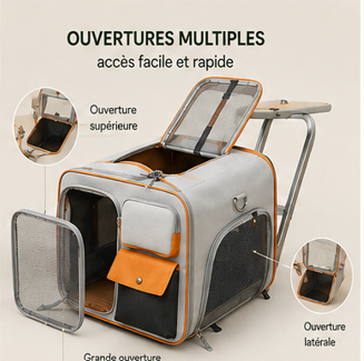 Trolley de transport à roulettes pour chien et chat