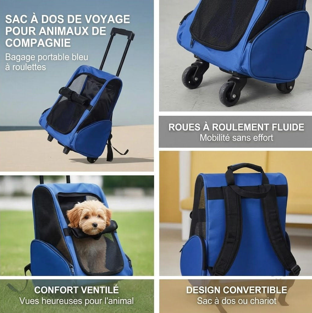 Sac de transport à roulettes avec poignée télescopique