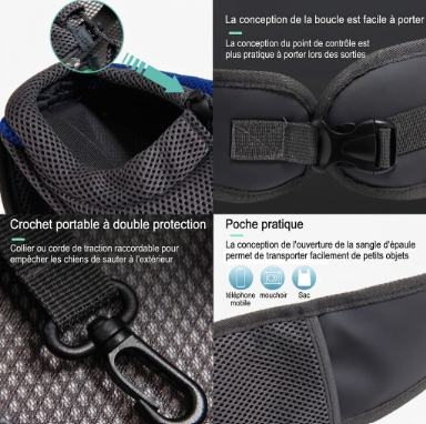 Sac à bandoulière avec filet respirant pour chat et petit chien