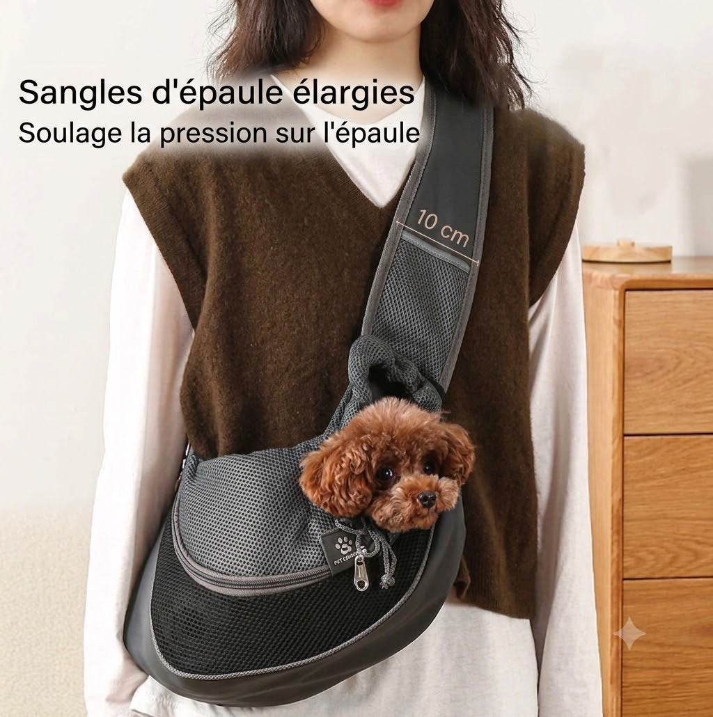 Sac à bandoulière avec filet respirant pour chat et petit chien