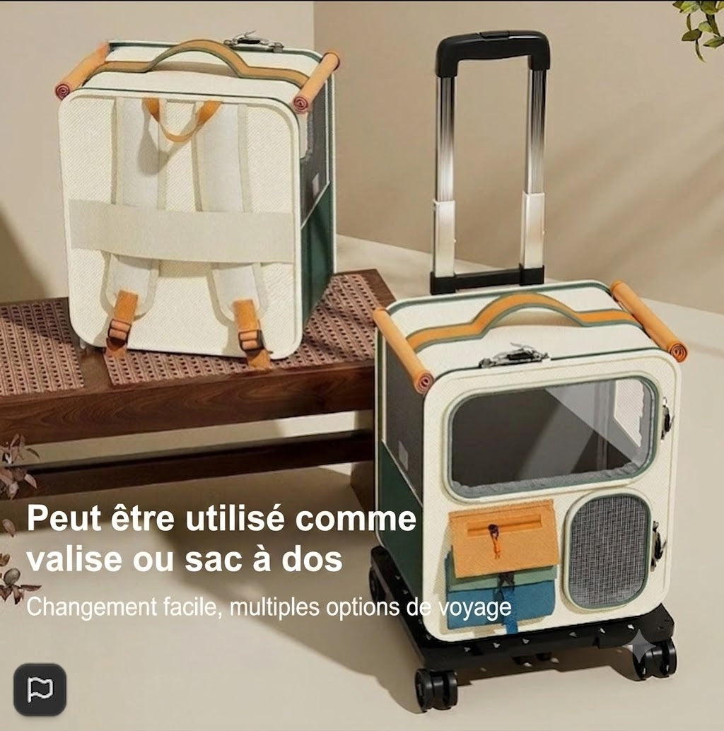 Sac de transport à roulettes pour grand chat et petit chien